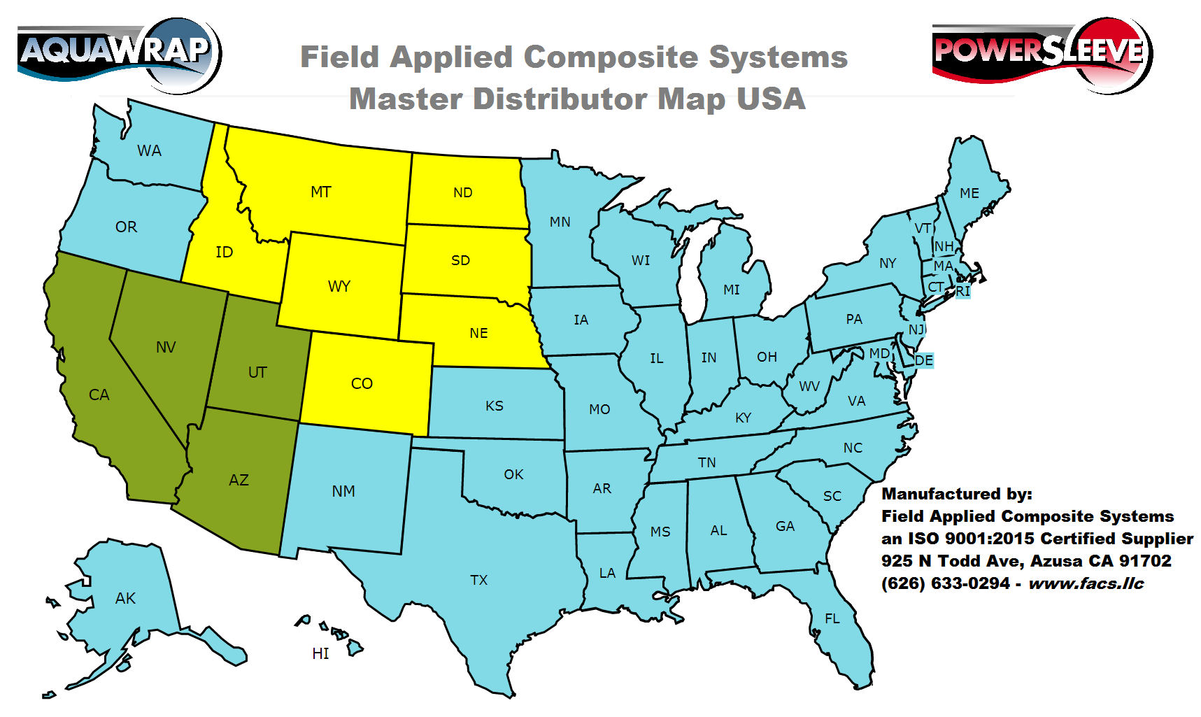 Aquawrap® & Powersleeve® US Distributor Map
